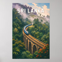 Sri Lanka Trein Illustratie Reis Kunst Vintage