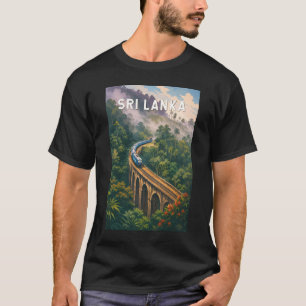 Sri Lanka Trein Illustratie Reis Kunst Vintage T-shirt