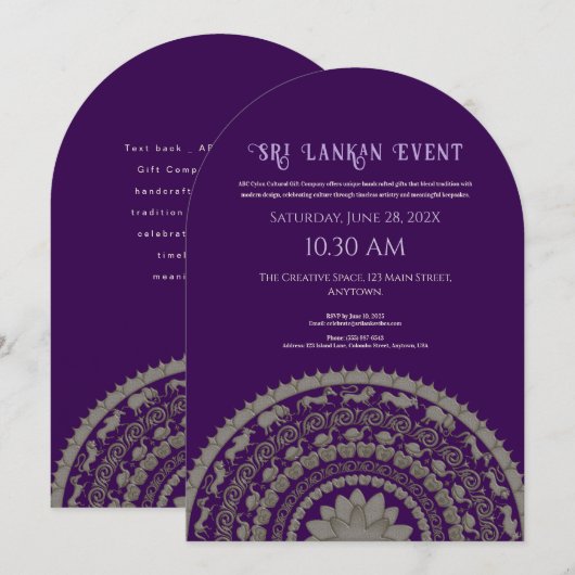 Sri Lanka uitnodiging ontwerp (Voorkant / Achterkant)