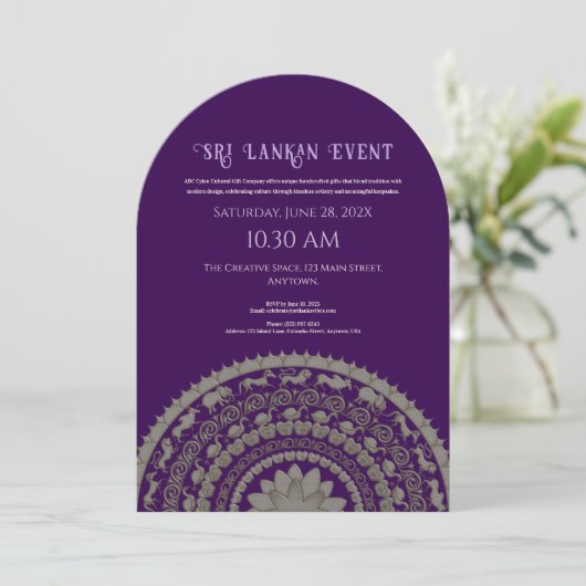 Sri Lanka uitnodiging ontwerp (Staand voorkant)