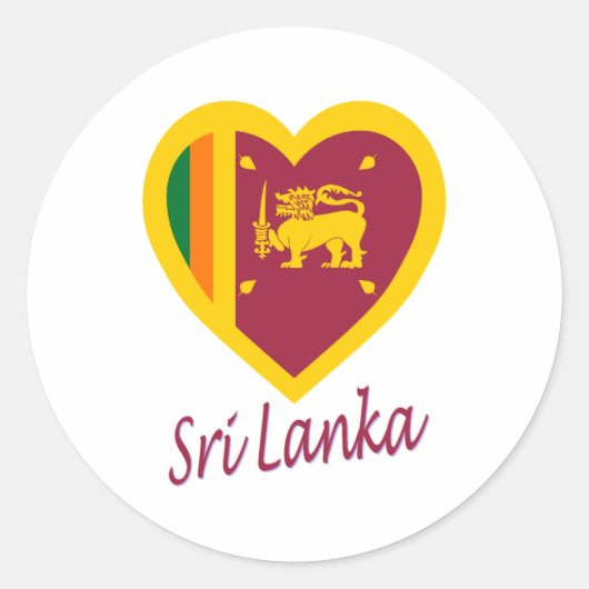 Sri Lanka vlag Heart Ronde Sticker (Voorkant)