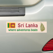 Sri Lanka vlag + Kaart Bumpersticker (Op auto)