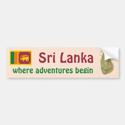 Sri Lanka vlag + Kaart Bumpersticker (Voorkant)