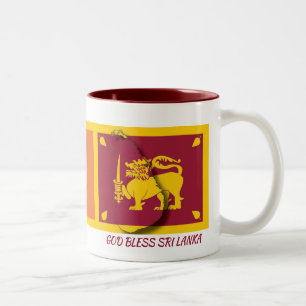 SRI LANKA VLAG KAART Schrift Gepersonaliseerd Tweekleurige Koffiemok