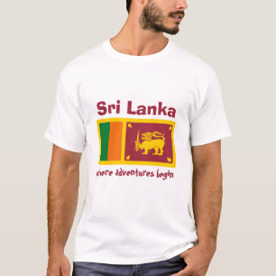 Sri Lanka vlag + kaart + tekst T-shirt