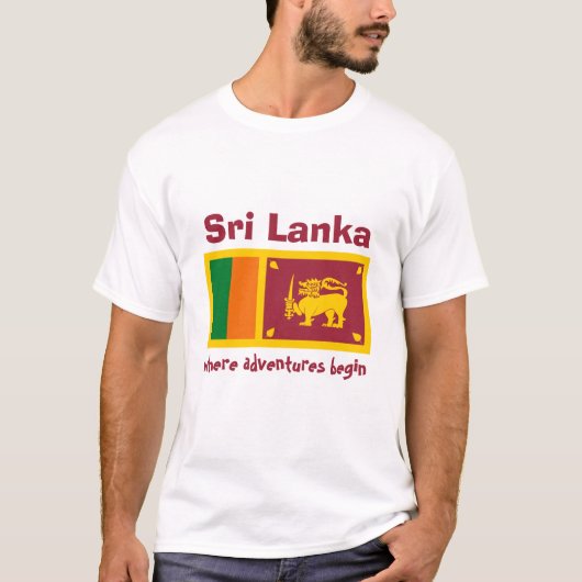 Sri Lanka vlag + kaart + tekst T-shirt (Voorkant)