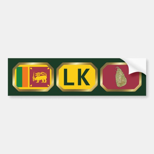 Sri Lanka Vlag Landkaart Code Bumpersticker (Voorkant)