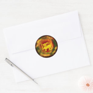 Sri Lanka Vlag Leeuw ontwerp voor Sri Lankanen Ronde Sticker