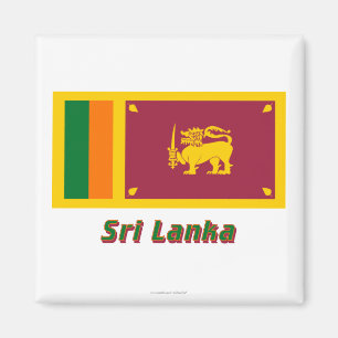 Sri Lanka vlag met naam Magneet