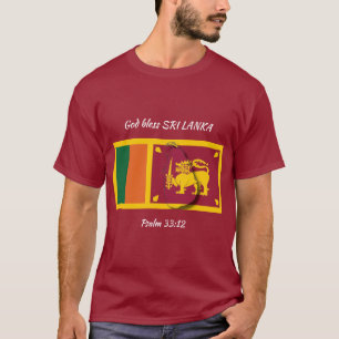 SRI LANKA VLAG Patriottische Schrift Custom MAROON T-shirt