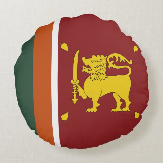 Sri Lanka vlag Rond Kussen (Achterkant)