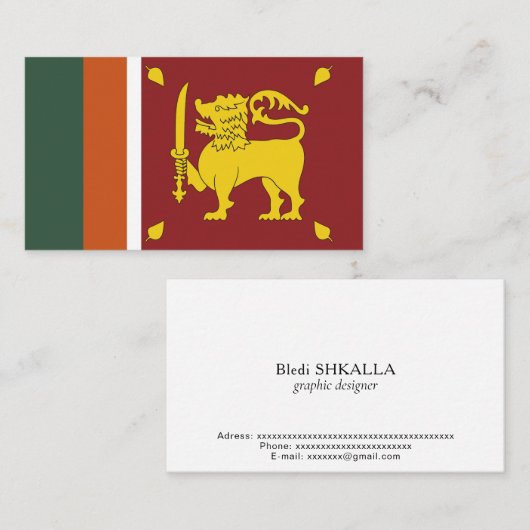 Sri Lanka vlag Visitekaartje (Voorkant / Achterkant)