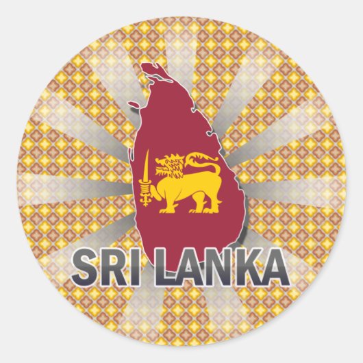 Sri Lanka Vlaggenkaart 2.0 Ronde Sticker (Voorkant)