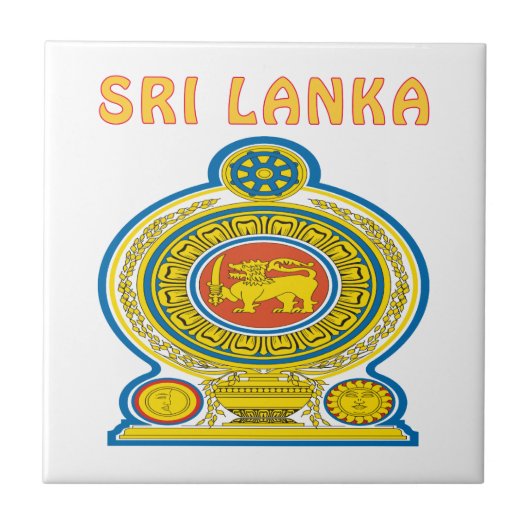 SRI LANKA wapenschild Tegeltje (Voorkant)