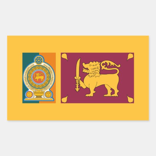 Sri Lankaanse vlag & embleem, vlag van Sri Lanka Rechthoekige Sticker (Voorkant)