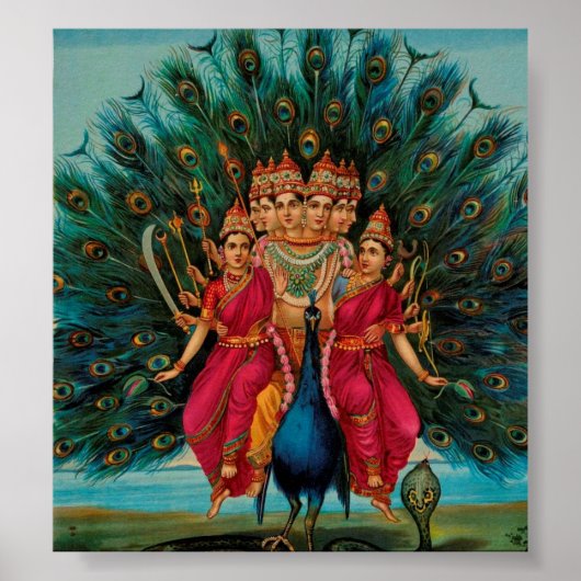 Sri Shanmukaha Subramania Swami by Raja Ravi Varma Poster (Voorkant)