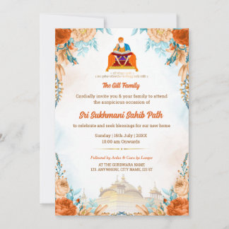 Sri Sukhmani Sahib Path Huisverwarmingsuitnodiging Kaart