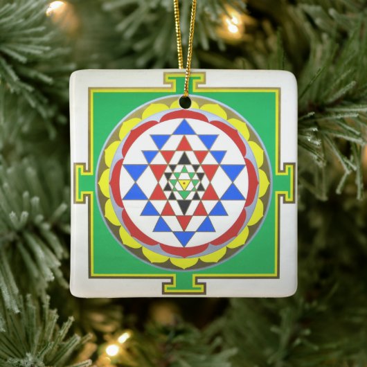 Sri Yantra - Accurate Kleuren Keramisch Ornament (Boom)