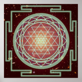 Sri Yantra Amber Glow Poster