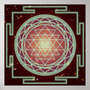 Sri Yantra Amber Glow Poster