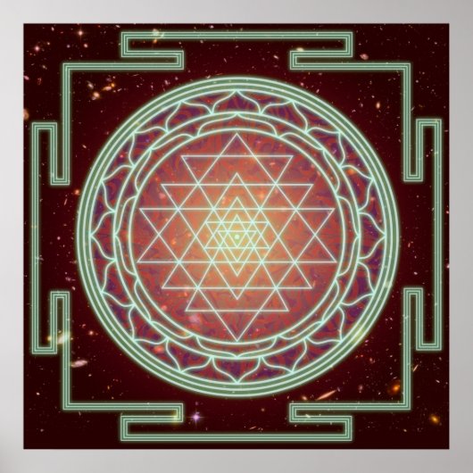 Sri Yantra Amber Glow Poster (Voorkant)