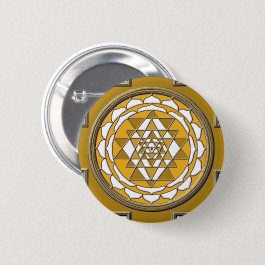 Sri Yantra Bronze Ronde Button 5,7 Cm (Voorkant /achterkant)