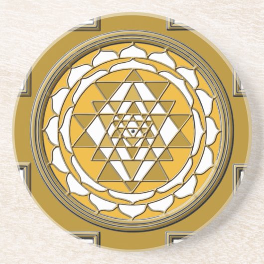 Sri Yantra Bronze Zandsteen Onderzetter (Voorkant)