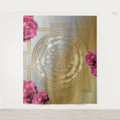 Sri Yantra en de geur van Rozen II - Wandtapijt Wandkleed (Voorkant)