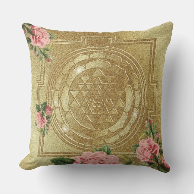 SRI YANTRA en de geur van Rozen - Sierkussen (Voorkant)