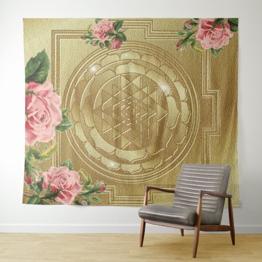 SRI YANTRA en de geur van Rozen - Tapestry Wandkleed (In Situ (horizontaal))