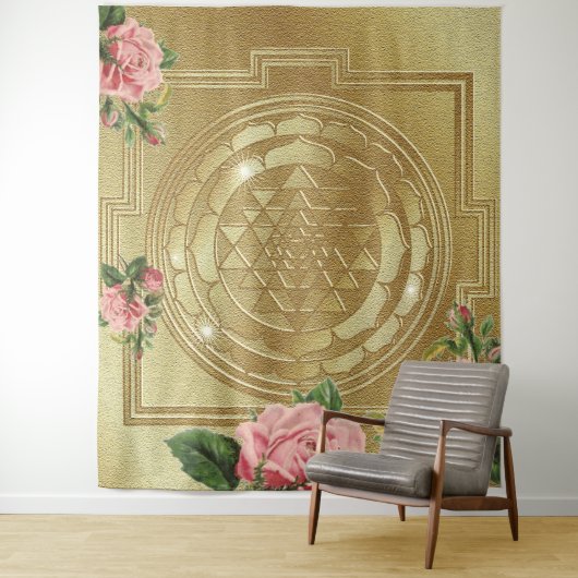 SRI YANTRA en de geur van Rozen - Tapestry Wandkleed (In situ)