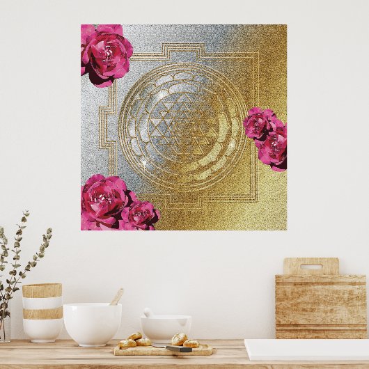 SRI YANTRA en de Scent Roos II - Poster (Keuken)