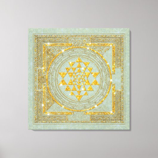 Sri Yantra Golden Glitter - Ingewikkeld Canvas (Voorkant)