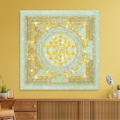 Sri Yantra Golden Glitter - Ingewikkeld Canvas (Insitu (Woonkamer))