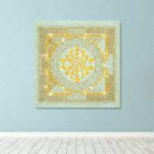 Sri Yantra Golden Glitter - Ingewikkeld Canvas Afdruk (Insitu (Houten vloer))