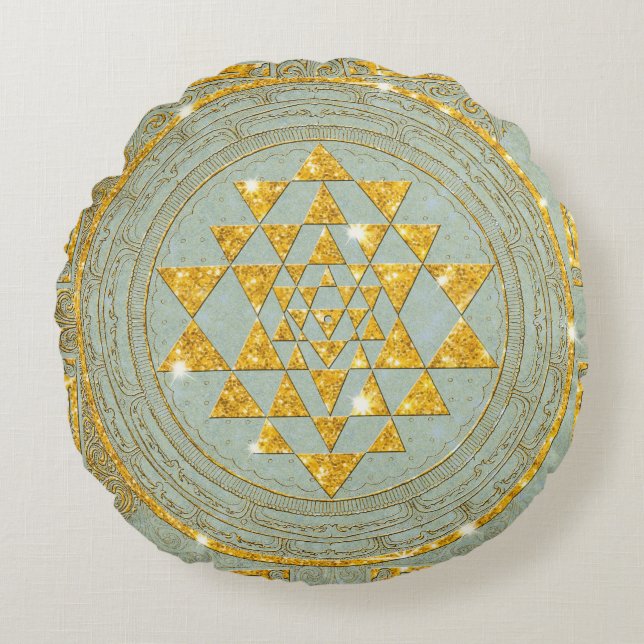 Sri Yantra Golden Glitter - Kussen (Voorkant)
