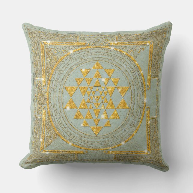 Sri Yantra Golden Glitter - Kussen (Voorkant)