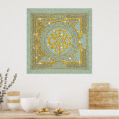 Sri Yantra Golden Glitter - Poster (Keuken)