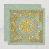 Sri Yantra Golden Glitter - Uitnodiging Kaart (Voorkant / Achterkant)