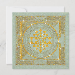 Sri Yantra Golden Glitter - Uitnodiging Kaart