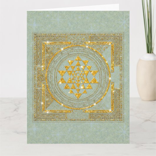 Sri Yantra Golden Glitter - Wenskaart Kaart (Voorkant)