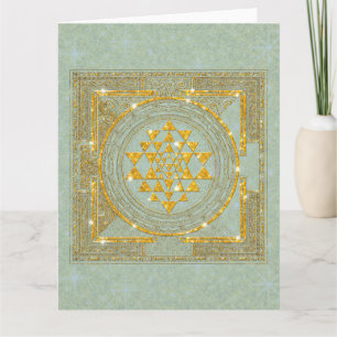 Sri Yantra Golden Glitter - Wenskaart Kaart