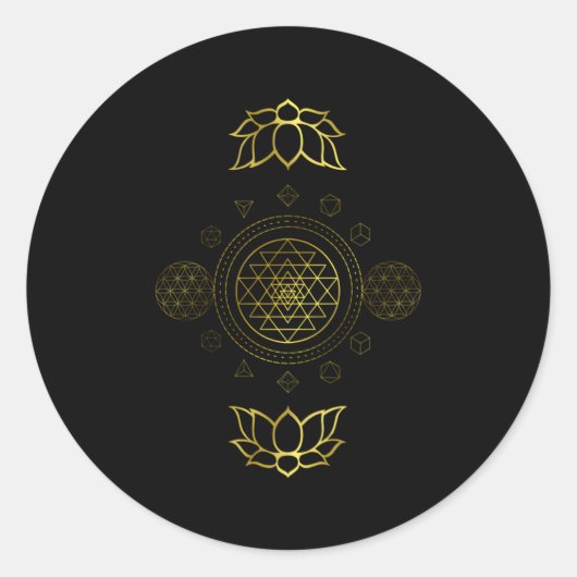 Sri Yantra Heilige Geometrie Dala Ronde Sticker (Voorkant)