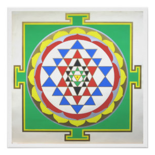 Sri Yantra Heilige Geometrie Poster, Accurate Kleu Perfect Poster