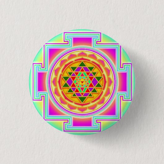 Sri Yantra Heilige Geometrie Ronde Button 3,2 Cm (Voorkant)