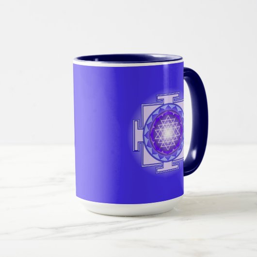 Sri Yantra Mandala Paars en Blue Combo Mok (Voorkant rechts)