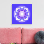 Sri Yantra Mandala Paarse en Blauwe Canvas Print (Insitu (Woonkamer))