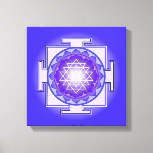 Sri Yantra Mandala Paarse en Blauwe Canvas Print