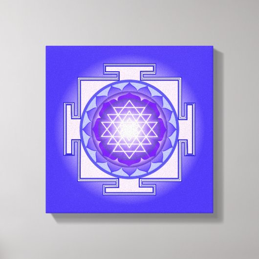 Sri Yantra Mandala Paarse en Blauwe Canvas Print (Voorkant)