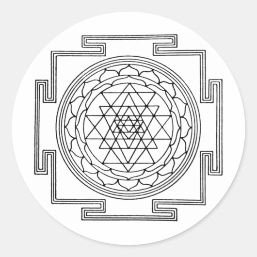 Sri Yantra Mandala Ronde Sticker (Voorkant)